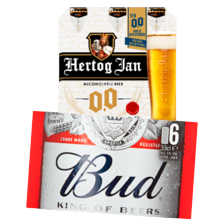 Hertog Jan blik bier, 0.0%, Grand pilsener of Bud bier